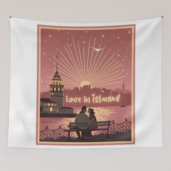 Item preview, Love in Istanbul - Romantic Maiden's Tower Bosphorus Sunset Art designed and sold by asliberry.