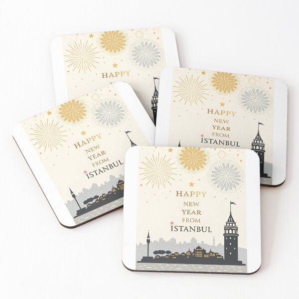Item preview, Happy New Year from Istanbul - Golden Fireworks Cityscape designed and sold by asliberry.