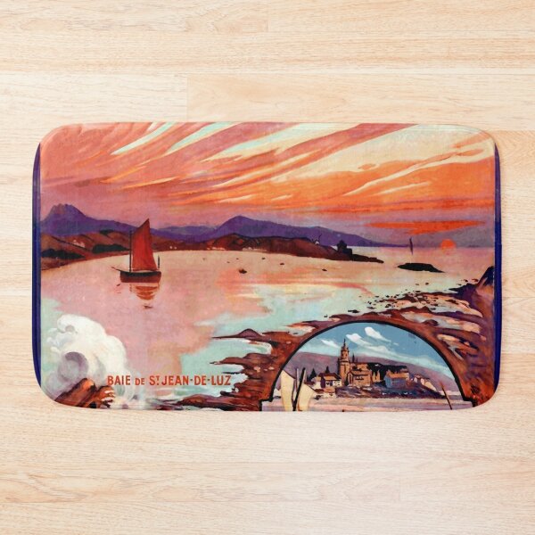 Item preview, Vintage French Travel Poster | Chemins de Fer d'Orléans | Basque Coast Art Deco | Colorful Sunset & Waves | Collectible Art designed and sold by artofuniverse.