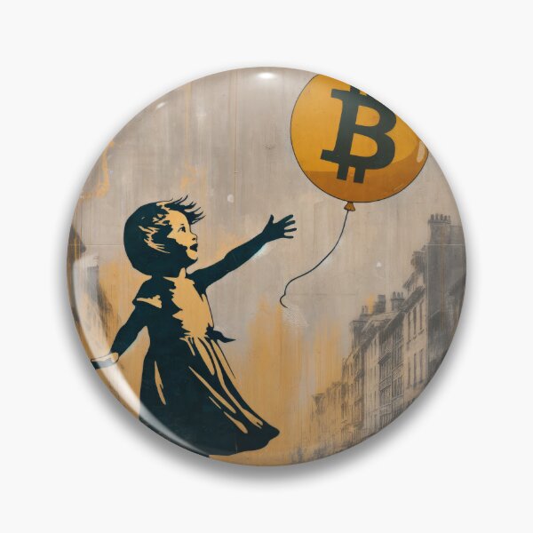 Item preview, Street-Stencil Girl with Bitcoin Balloon — Urban Graffiti-Style Art designed and sold by machinesdream.