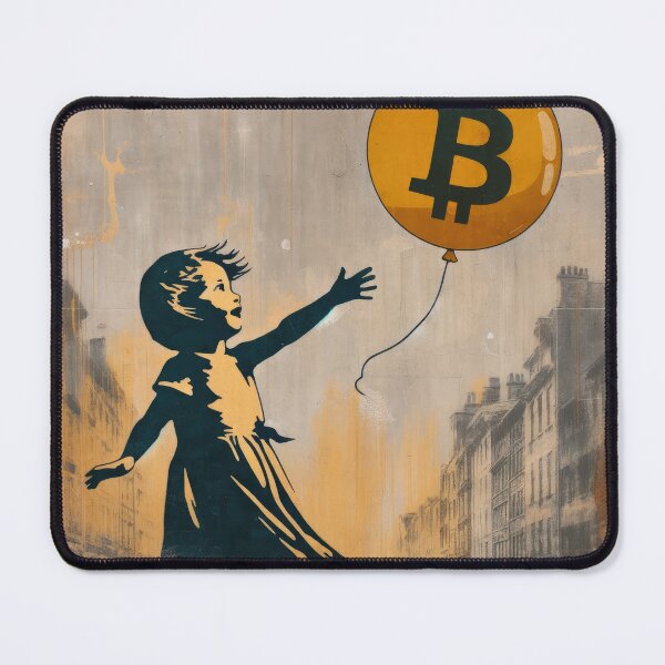 Item preview, Street-Stencil Girl with Bitcoin Balloon — Urban Graffiti-Style Art designed and sold by machinesdream.