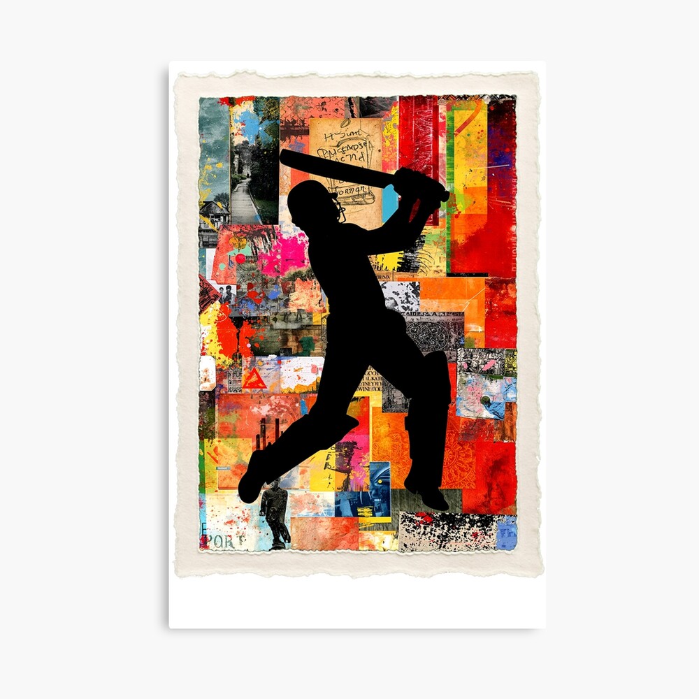 Cricket Player Abstract Art: One Design, On Everything — Canvas Print