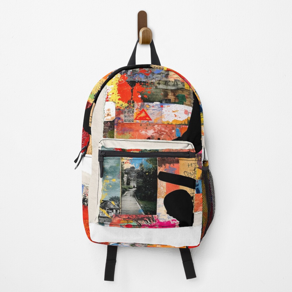 Cricket Player Abstract Colorful Action Silhouette Art on a backpack