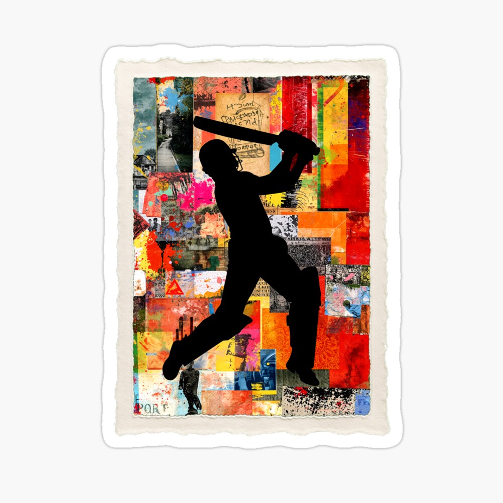 Cricket Player Abstract Art: One Design, On Everything — Sticker