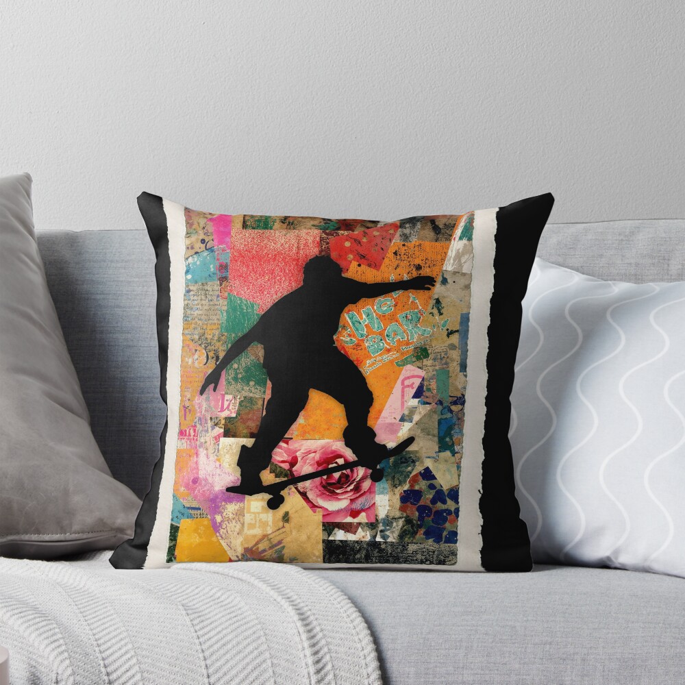 Skateboard Street Art: One Design, On Everything — Throw Pillow
