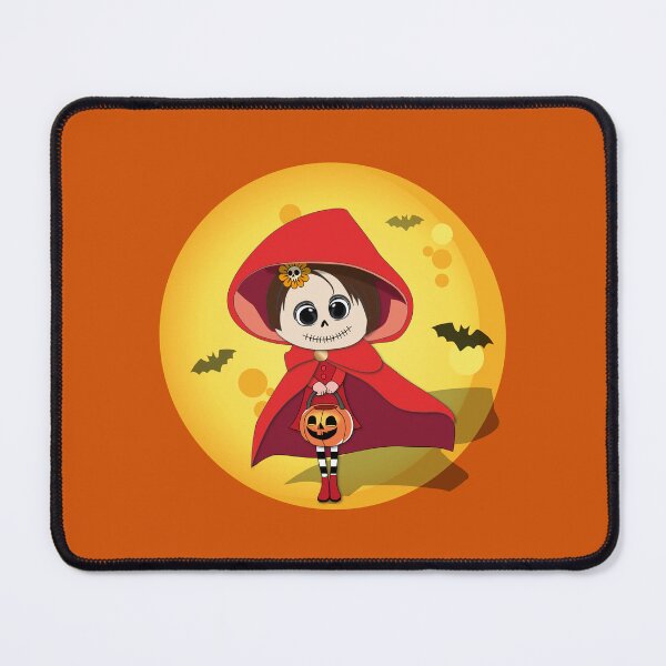 Item preview, Dark Fairy Tale Red Riding Hood - Halloween Girl with Red Cloak, Yellow Flower, and Pumpkin Bucket designed and sold by Vector Woofs.