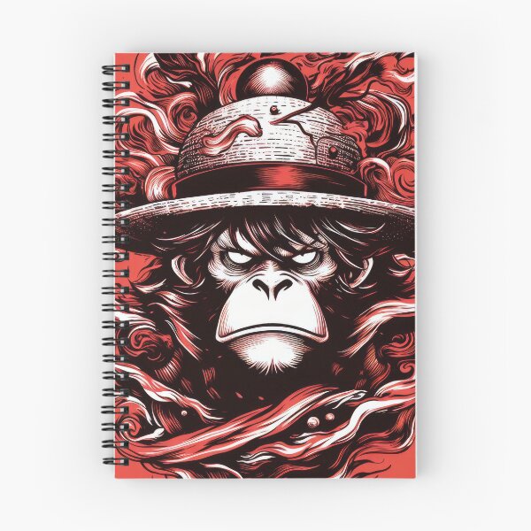 Item preview, Straw-Hat Monkey — Red & Black Graphic Line-Art Illustration designed and sold by machinesdream.