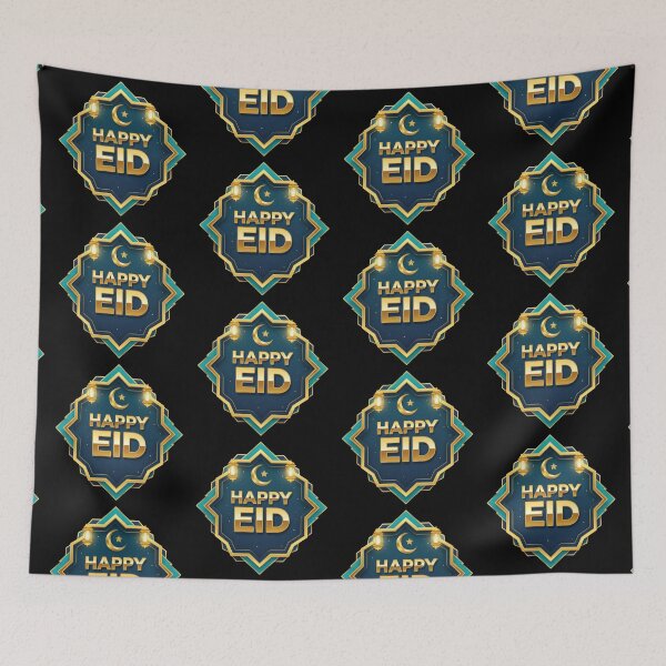 Item preview, "Happy Eid" Geometric Star Emblem with Lanterns designed and sold by D-Islamic.