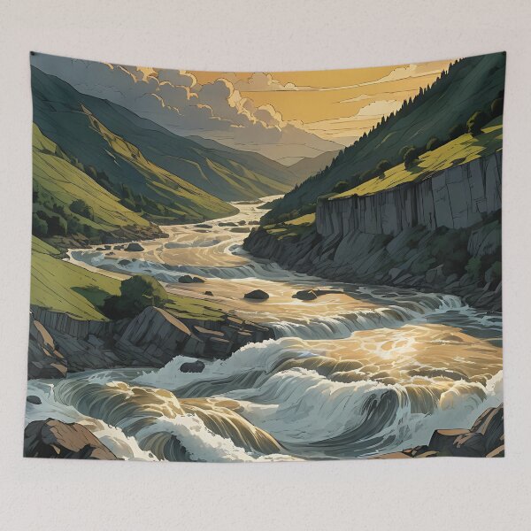 Item preview, Rushing River Beneath Stormy Skies designed and sold by HorizonHues.