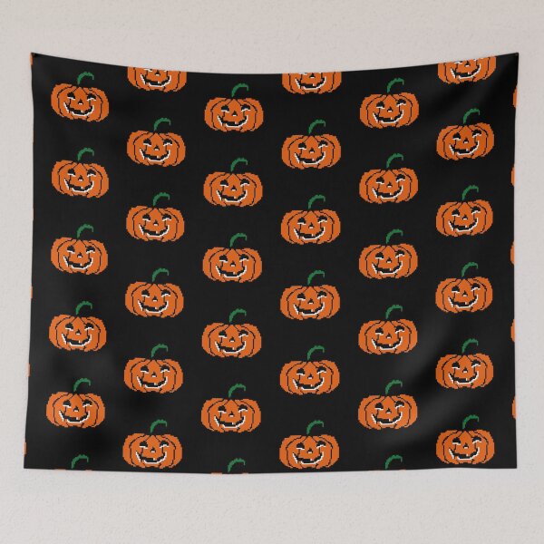 Item preview, 8-Bit Pumpkin Pixel Art – Retro Halloween Jack-o'-Lantern (Orange/Black/Green) designed and sold by Vector Woofs.