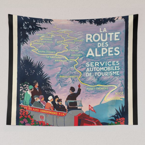 Item preview, Vintage Art Deco Travel Poster | La Route des Alpes | PLM Railway Scenic Adventure | Early 20th Century Tourism Art designed and sold by artofuniverse.