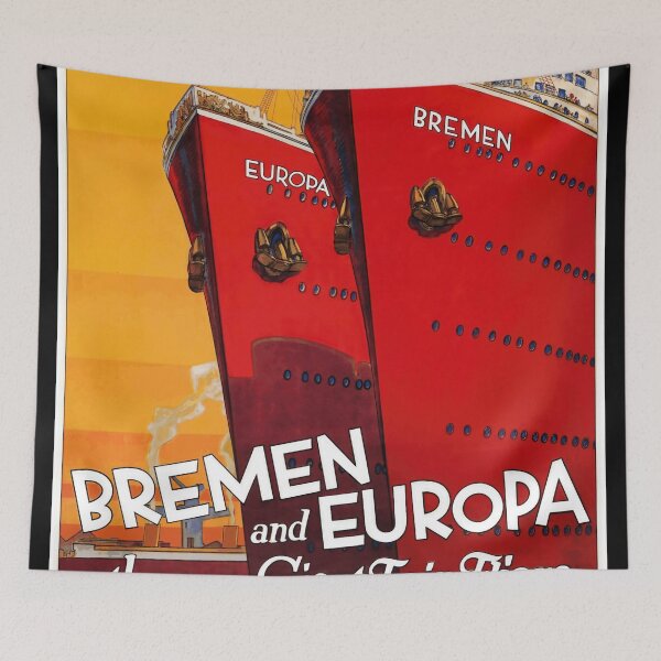 Item preview, Vintage 1929 Ocean Liner Poster | Art Deco Style | Bremen & Europa Launch | North German Lloyd | Bold Colors  Typography designed and sold by artofuniverse.