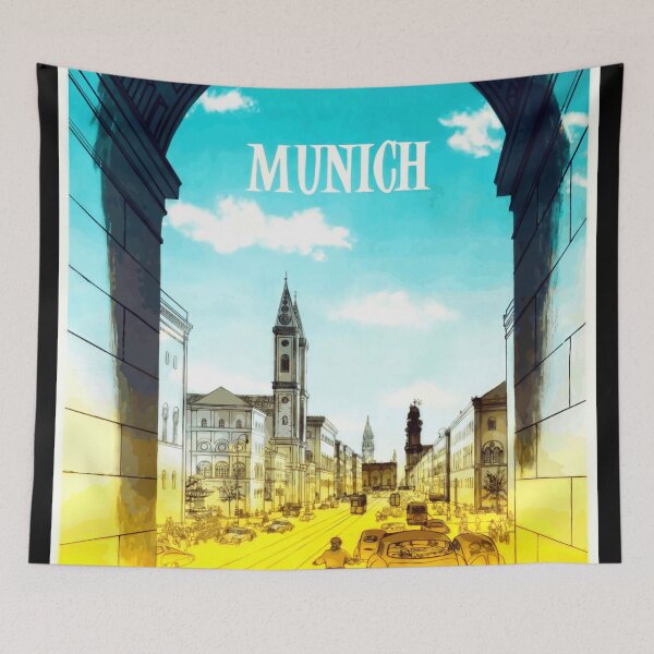 Item preview, Vintage Munich Travel Poster | Art Deco Style | Historical Architecture | Vibrant Cityscape Illustration | Retro Wall Art designed and sold by artofuniverse.