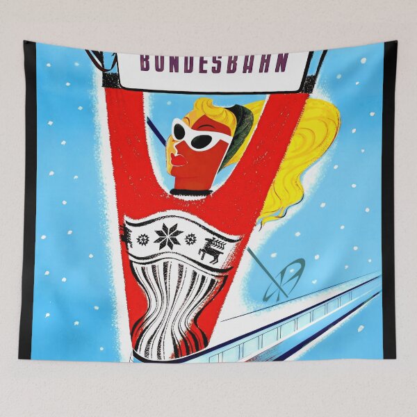 Item preview, Vintage Deutsche Bundesbahn Winter Travel Poster | Mid-Century Art | German Railway Advertising | Stylish & Glamorous Decor designed and sold by artofuniverse.