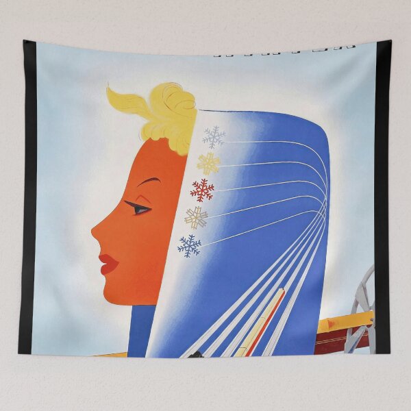 Item preview, Vintage Deutsche Bundesbahn Winter Travel Poster | Mid-Century Art | German Federal Railway | 1950s-60s Retro Style designed and sold by artofuniverse.