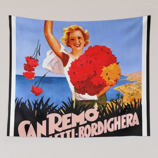 Item preview, Vintage Italian Riviera Travel Poster | San Remo Ospedaletti & Bordighera Art Deco Style | Glamorous 20th Century Tourism Art designed and sold by artofuniverse.