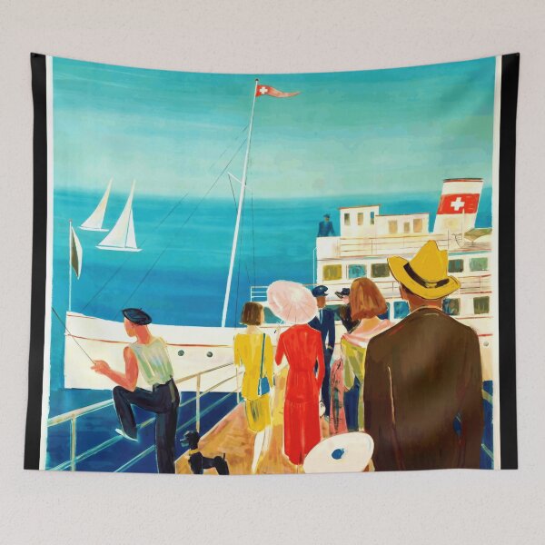 Item preview, Vintage Travel Poster | Circular Boat Tours | Lake Constance Bodensee | 1950s Mid-Century Art | Swiss Rail & Boat Adventure designed and sold by artofuniverse.