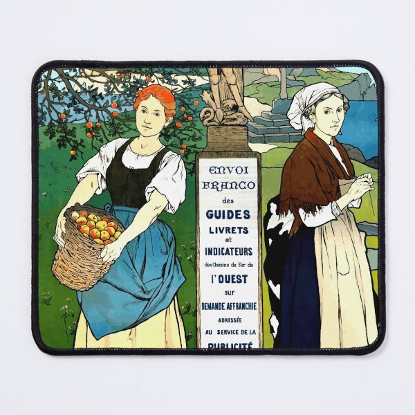 Item preview, Vintage Art Nouveau Travel Poster | Chemins de Fer de l'Ouest | Excursions to Normandy & Brittany | Railway Promotion designed and sold by artofuniverse.