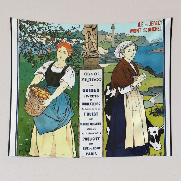 Item preview, Vintage Art Nouveau Travel Poster | Chemins de Fer de l'Ouest | Excursions to Normandy & Brittany | Railway Promotion designed and sold by artofuniverse.