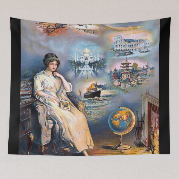 Item preview, Vintage Travel Poster | North German Lloyd Cruises | Around the World Adventure | Luxury & Elegance | Iconic Landmarks designed and sold by artofuniverse.