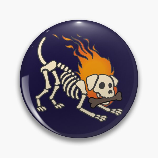 Aperçu de l'œuvre Chiot Hellhound en pose ludique avec le feu créée et vendue par Vector Woofs.