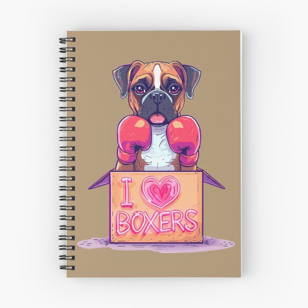 Item preview, Boxer dog in a box with boxing gloves designed and sold by Pastel & Neon art store.