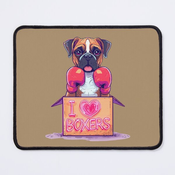 Item preview, Boxer dog in a box with boxing gloves designed and sold by Pastel & Neon art store.