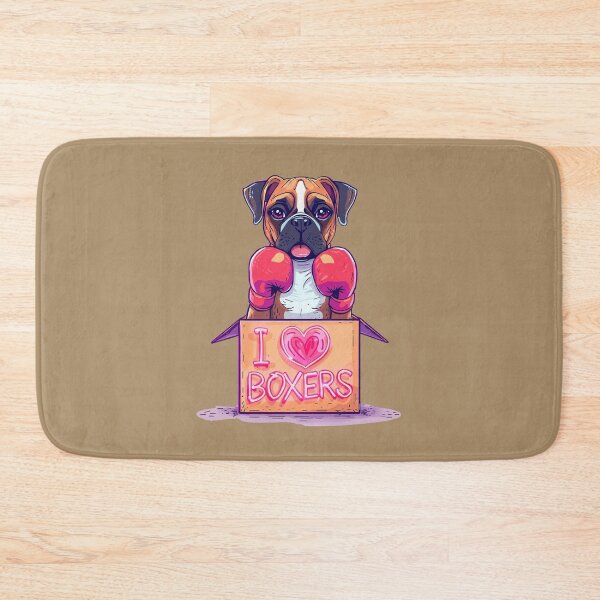 Item preview, Boxer dog in a box with boxing gloves designed and sold by Pastel & Neon art store.