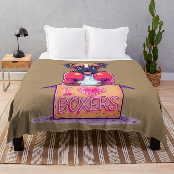 Item preview, Boxer dog in a box with boxing gloves designed and sold by Pastel & Neon art store.