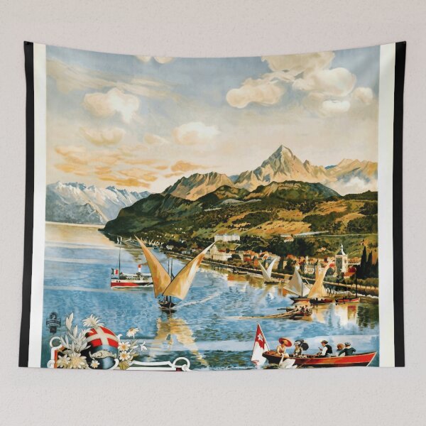 Item preview, Vintage Travel Poster | Evian & Lake Geneva | Chemins de Fer de Paris Lyon Mediterranee | Early 20th Century Art designed and sold by artofuniverse.