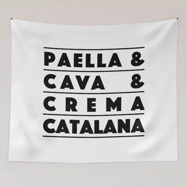 Item preview, Paella & Cava & Crema Catalana — Classic Spanish Combo Typography Design (Black) designed and sold by didijuca.