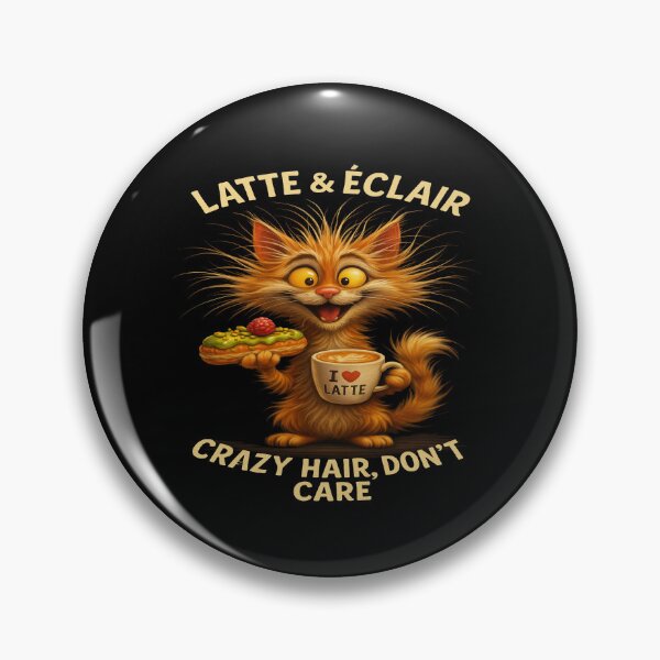 Item preview, Latte & Éclair – Crazy Hair, Don’t Care – Funny Coffee Cat designed and sold by alizo74.