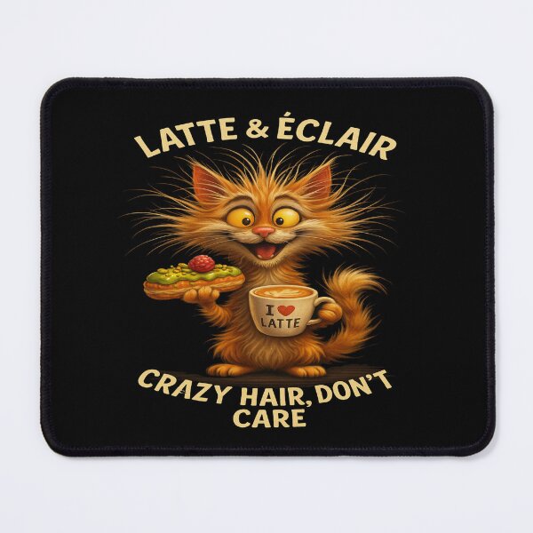 Item preview, Latte & Éclair – Crazy Hair, Don’t Care – Funny Coffee Cat designed and sold by alizo74.
