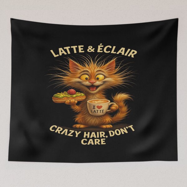 Item preview, Latte & Éclair – Crazy Hair, Don’t Care – Funny Coffee Cat designed and sold by alizo74.