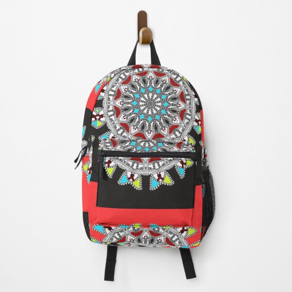 Item preview, Mandala and oriental patterns between black, white, red, green and blue lines divided into two sections, red and black designed and sold by jotcar.