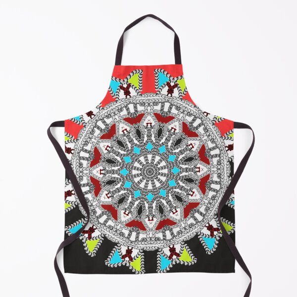 Item preview, Mandala and oriental patterns between black, white, red, green and blue lines divided into two sections, red and black designed and sold by jotcar.