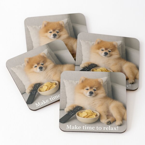 Item preview, Make Time to Relax – Cozy Pomeranian on the Couch | Bafik’s Adventures Collection by Sofiia Tsvietkova designed and sold by TsvietkovaArt.