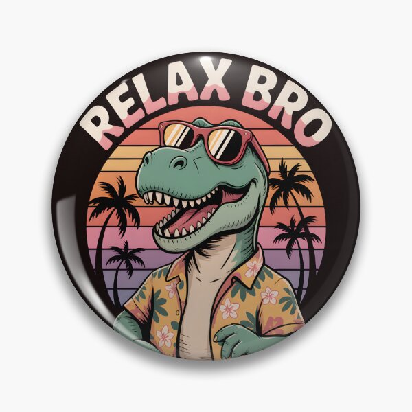 Item preview, Cool Dinosaur “Relax Bro” Retro Summer T-Shirt Design designed and sold by Fatih  Genc.
