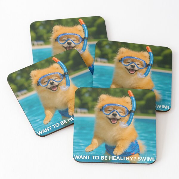 Item preview, Want to Be Healthy? Swim! – Summer Pomeranian in the Pool | Bafik’s Adventures Collection by Sofiia Tsvietkova designed and sold by TsvietkovaArt.