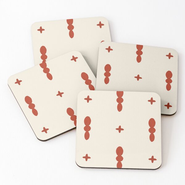 Item preview, Textured Red Tribal Shapes on an Ivory Background designed and sold by LilyB-Designs.