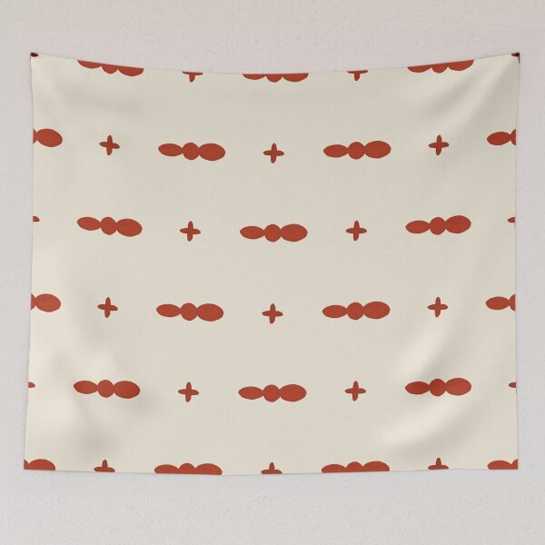 Item preview, Textured Red Tribal Shapes on an Ivory Background designed and sold by LilyB-Designs.