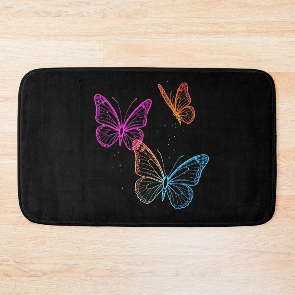 Item preview, Neon Butterflies Glow – Vibrant Multicolor Digital Art on Black | Psychedelic Fantasy Illustration designed and sold by PixelVibe782.