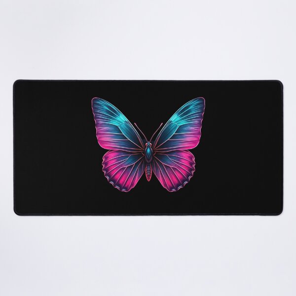 Item preview, Neon Butterfly Glow – Electric Blue and Magenta Digital Art on Dark Background | Luminous Fantasy Illustration designed and sold by PixelVibe782.