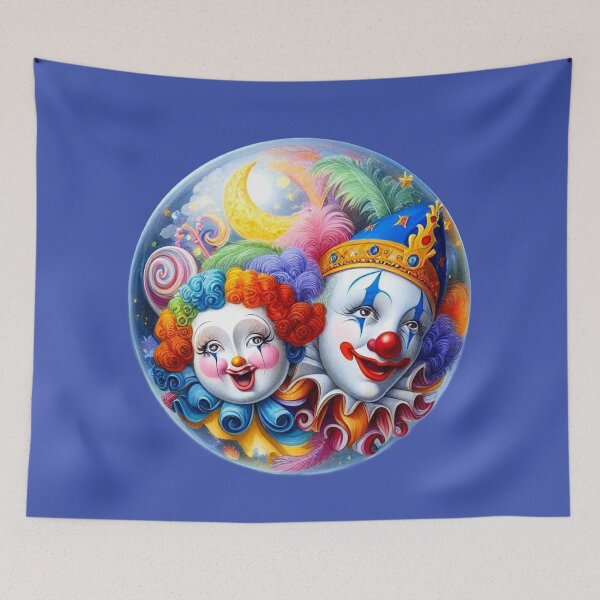 Item preview, Celestial Clowns – Surreal Portrait of Joy and Masquerade designed and sold by daweave77.