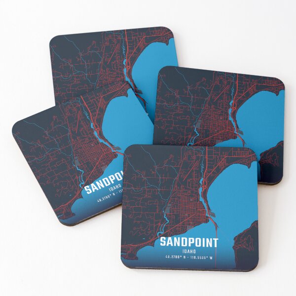 Item preview, Sandpoint Red & Blue Minimalist Map designed and sold by HomeLivingCo.