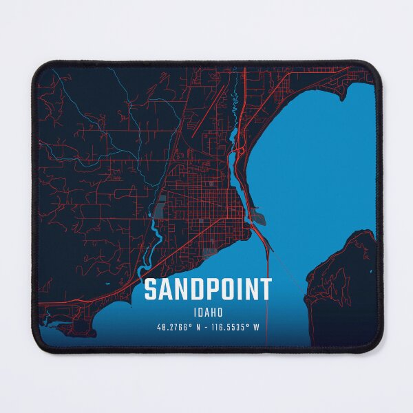 Item preview, Sandpoint Red & Blue Minimalist Map designed and sold by HomeLivingCo.