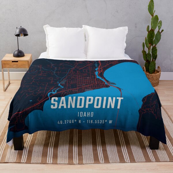 Item preview, Sandpoint Red & Blue Minimalist Map designed and sold by HomeLivingCo.