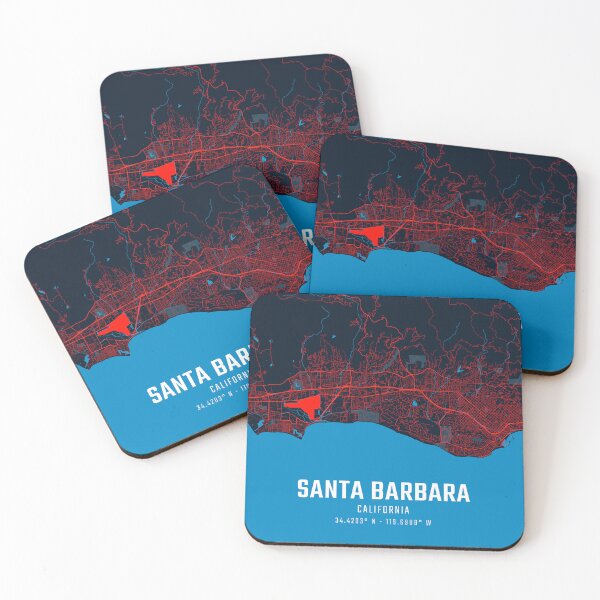Artikelvorschau, Santa Barbara Rot & Blau Minimalistische Karte entworfen und verkauft von HomeLivingCo.