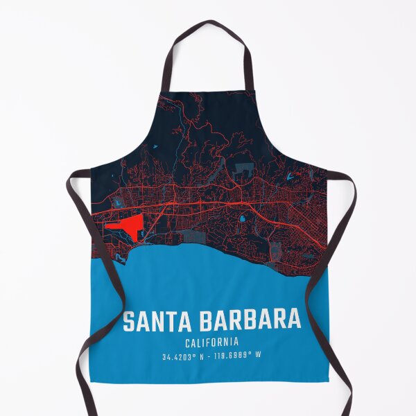 Item preview, Santa Barbara Red & Blue Minimalist Map designed and sold by HomeLivingCo.