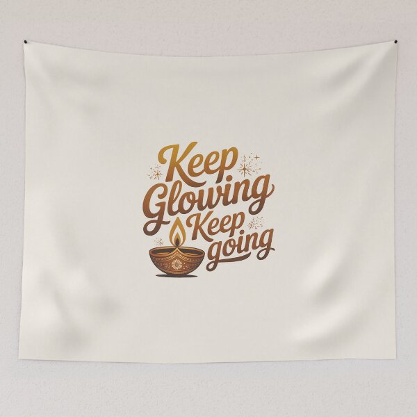 Item preview, Keep Glowing Keep Going – Motivational Diwali Design designed and sold by Jollys-ArtShop.